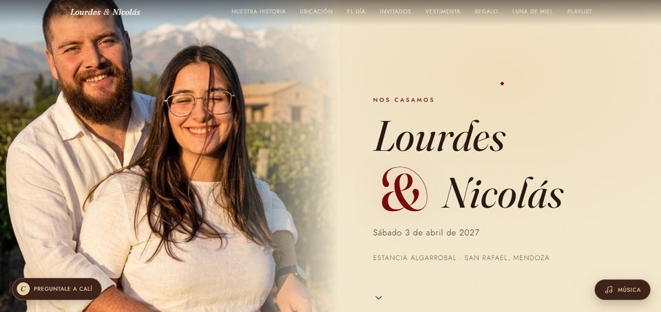 Invitación de casamiento digital de Lourdes y Nicolás